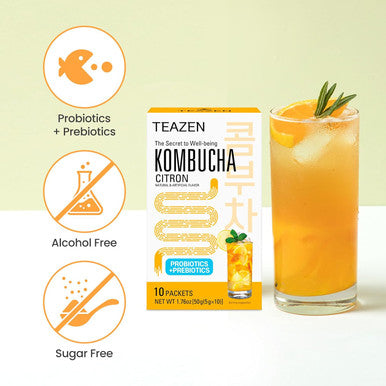 Teazen 3 Flavors 40 Sticks Variety Pack Grapefruit Drink Mix (20 Sticks) and Kombucha Lemon Citron Flavor (20 Sticks)