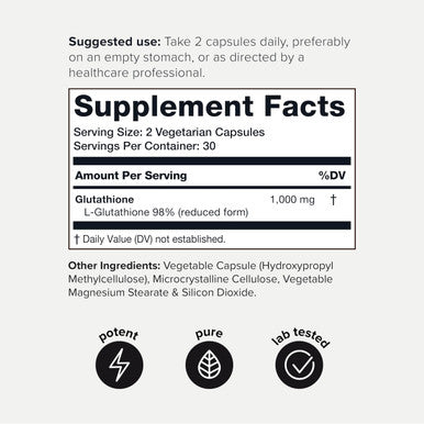 Toniiq Ultra High Strength Glutathione Capsules 1000mg Concentrated Formula 98% Highly Purified and Bioavailable Non GMO Fermentation 60 Capsules Reduced Glutathione Supplement