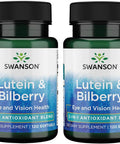Swanson Standardized Lutein '&' Bilberry - Natural Supplement Promoting Eye Sight '&' Eye Health - Formula to Help Reduce Eye Fatigue '&' Strain - (120 Softgels) 2 Pack