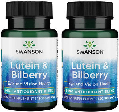 Swanson Standardized Lutein '&' Bilberry - Natural Supplement Promoting Eye Sight '&' Eye Health - Formula to Help Reduce Eye Fatigue '&' Strain - (120 Softgels) 2 Pack