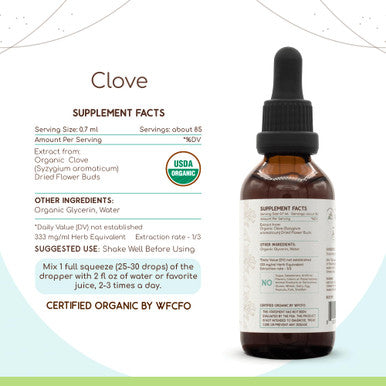 Clove B60 Usda Organic Tincture | Alcohol-Free Extract, High-Potency Herbal Drops, Immune System Health | Certified Organic Clove