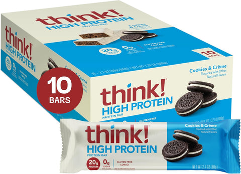 think! Protein Bars, High Protein Snacks, Gluten Free, Kosher Friendly,Variety Pack, Nutrition Bars, 2.1 Oz per Bar, 12 Count (Packaging May Vary)