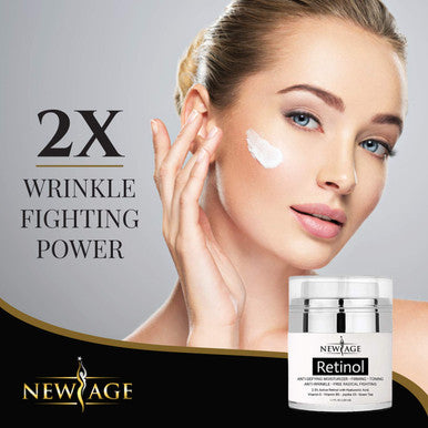 New Age Retinol Cream Neck & Facial Moisturizer Serum with Hyaluronic Acid, Vitamin E - Anti Aging Formula Reduces Wrinkles, Fine Lines-Day and Night Cream 1.7 Fl Oz - 2 Pack - Retinol