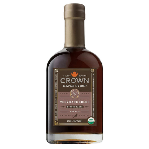 Crown Maple Certified Organic Dark Color Robust Taste Maple Syrup, Pure, Gluten Free, No Preservatives, Non-GMO pairs well with Pancakes, Coffee, Cocktails & Brunch, 12.7 Fl Oz (Pack of 1)