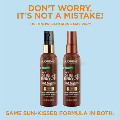 L'Oreal Paris Sublime Bronze Self Tanning Facial Mist Water-Based Formula Coconut Water & Vitamin E 3 Fl. Oz