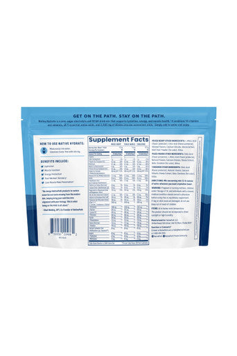 NativePath Native Hydrate Stick Packs with Electrolytes and Amino Acids Variety Pack Mixed Berry Peach Mango Tangerine 30 Servings
