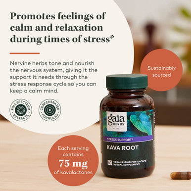 Gaia Herbs Kava Root - Helps Sustain a Sense of Calm and Relaxation* During Times of - Made With Noble Kava Cultivars - 60 Vegan Liquid Phyto-Capsules (20-Day Supply)
