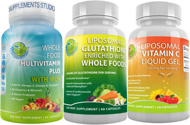 Overall Boosting Health Support Liposomal Vitamin C 1500Mg Vegan Whole Food Multivitamin With Iron Liposomal Vitamin C Liquid Gel 1100Mg For Enhanced Absorption And Bioavailability