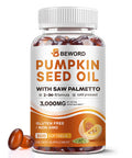 BEWORD Pumpkin Seed Oil with Saw Palmetto Capsules, 3000mg/serving, 300/600 Softgels | Cold Pressed, Pure Virgin Oil, Essential Fatty Acids & Phytosterols | Supports Hair, Urinary, Bladder & Prostate Health