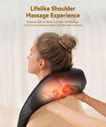 Knqze Neck Massager With Heat Neck Massager For Pain Relief Deep Tissue 4D Deep Tissue Kneading Massage For Back Leg Full Body Muscle Pain Relief Ergonomic Design Ideal For Women Men Not Cordless