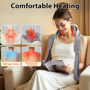 Cordless Neck Massager With Heat, 6D Shiatsu Professional Neck Massager For Pain Relief Deep Tissue, Ergonomic Kneading Neck Back Shoulder Massager With 2 Modes/Speeds