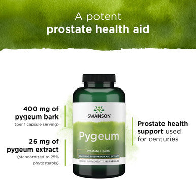 Swanson Pygeum - 120 Capsules 400 mg Each - Herbal Supplement for Male Prostate Health Bladder and Urinary Tract Support (2 Pack)