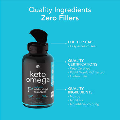 Keto Omega Fish Oil with Wild Sockeye Salmon Antarctic Krill Oil Astaxanthin Coconut MCT Oil 1200mg of EPA DHA per Serving Keto NonGMO Verified 120 softgels
