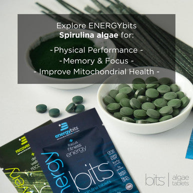 ENERGYBITS - Organic Spirulina Tablets - Plant-Based Algae Superfood - for Focus, Fitness, Energy - Plant Protein - Gluten Free - Collagen, Vitamin B12, Omega 3 - Keto & Vegan - 900 Algae Tablets