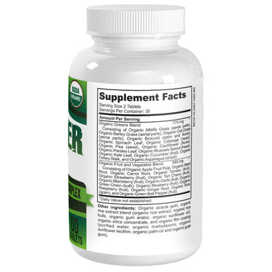 Elevate Recovery Supplements Organic Greens (All-In-1) Superfood Greens Supplements With 28 Superfoods - Multi Greens Supplement Pills - Certified Organic - Easy To Swallow - 60 Tablets