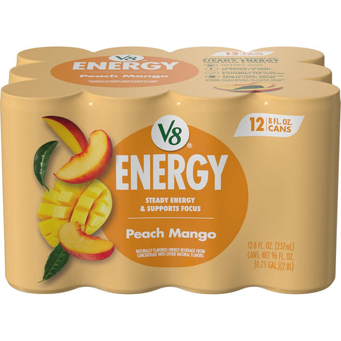 V8 Energy Strawberry Banana Juice Energy Drink, 8 fl oz Can (24 Pack)