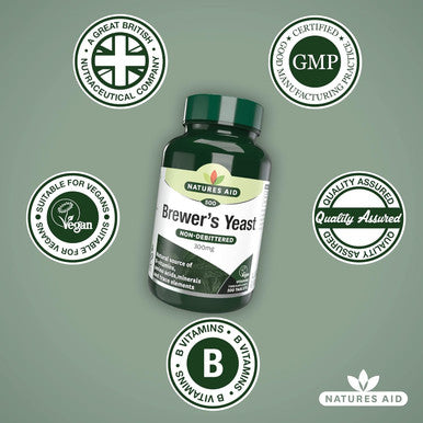 Natures Aid Brewers Yeast 300 Mg 500 Tablets (Natural Source Of B-Vitamins Amino Acids Minerals And Trace Elements Vegan Society Approved Made In The Uk)