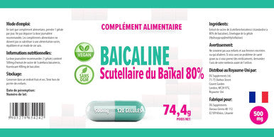 Hepatica Baicalin (Scutellaria Baicalensis) Chinese Skullcap 500Mg 120 Vegan Capsules, Certificate Of Analysis By Agrolab Germany, High Strength Supplement, Gluten And Gmo