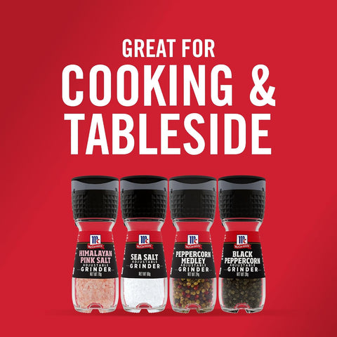 McCormick Grinder Essentials Variety Pack, Non GMO, Varieties Include Black Peppercorn, Himalayan Pink Salt, Peppercorn Medley & Sea Salt, 6.47 oz