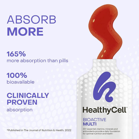 Healthycell Bioactive Daily Liquid Multivitamin For Men & Women â€“ 20+ Essential Vitamins Minerals & Antioxidants For Brain Heart Immune Support Skin & Hair Support - 14 Gel Packs