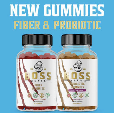 Boss Bears Fiber Gummies, Optimal Digestion, Maintain Bowel Health, Feel Lighter, Chewy Strawberry Flavor, Vegan, Gluten Free (30 Serving, Strawberry)
