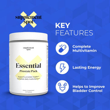 Essential Prostate Health Pack - Prostate Supplements For Men W/Saw Palmetto, Vitamins, Minerals - Daily Multivitamin For Men To Support Prostate, Overall Health - Dietary Supplement, 30 Packets