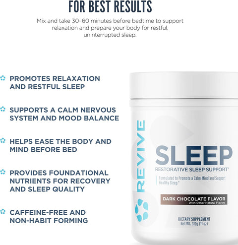 Revive Md Sleep Support Supplement For Adults Honey Lemon - Sleep Supplements With Magnesium (Glycinate) Inositol Glycine & L-Theanine - Promotes Relaxation & Sleep Health