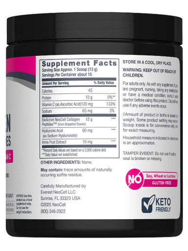 NeoCell Super Collagen Plus With Vitamin C and Hyaluronic Acid For Skin Hydration and Healthy Skin Hair and Nails Support Unflavored Collagen Powder 6.9 Ounce