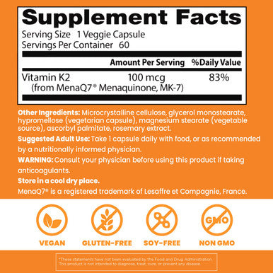Doctor'S Best Natural Vitamin K2 Mk7 With Menaq7 Multivitamins 100 Mg 60 Veggie Capsules
