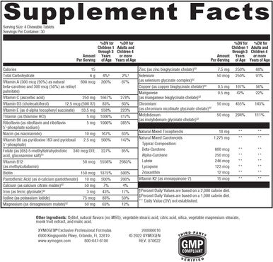 XYMOGEN Children's ActivNutrients Chewable - Mixed Berry Multivitamin for Kids - Multi Vitamin Multimineral for Wellness + Immune Support - Chelated Minerals + B Vitamins with Folate (120 Tablets)