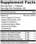NATURELO Vitamin E - 180 mg (300 IU) of Mixed Tocopherols from Organic Foods - Supplement for Healthy Skin, Hair, Nails, Immune & Eye Health - Non-GMO, Soy Free - 90 Vegan Capsules