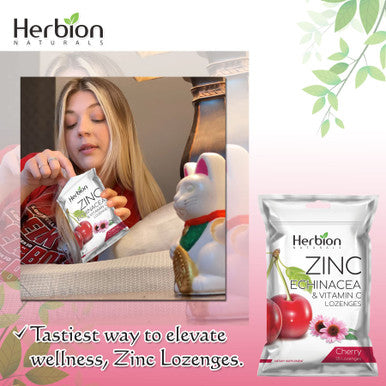 Herbion Naturals Zinc Eusacea and Vitamin C Lozenges with Natural Cherry Flavor 25 CT Dietary Supplement Supports Immune System Promotes Overall Good Health for Adults and Children 5