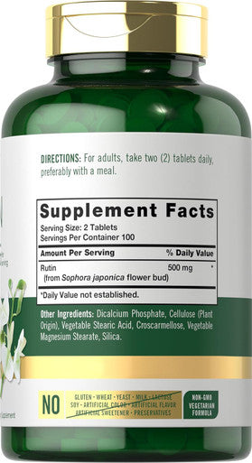 Carlyle Rutin Supplement 500mg | 200 Tablets | Vegetarian Non-GMO Gluten