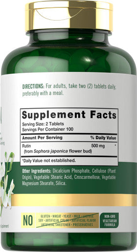 Carlyle Rutin Supplement 500Mg | 200 Caplets | Vegetarian, Non-Gmo, Gluten Free