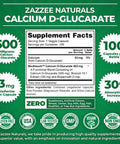Zazzee Calcium D-Glucarate, 100 Vegan Capsules, 500 mg per Capsule, Contains 3 mg BioPerine for Enhanced Absorption, Plus Pure Broccoli Extract, Vegan, Non-GMO and All-Natural