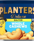 PLANTERS Deluxe Lightly Salted Cashews, Plant Based Protein, 18.25Oz (1 Ct) | Whole Roasted Cashews. Snacks for Adults. Resealable Canister. Plant Based Protein Snack. Pantry Staples