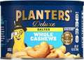 PLANTERS Deluxe Lightly Salted Cashews, Plant Based Protein, 18.25Oz (1 Ct) | Whole Roasted Cashews. Snacks for Adults. Resealable Canister. Plant Based Protein Snack. Pantry Staples