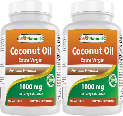 Best Naturals Extra Virgin Coconut Oil 1000 mg Softgel, 180 Count