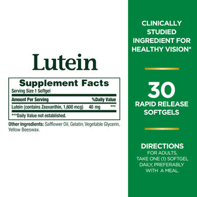 Nature's Bounty Lutein Pills Eye Health Supplements And Vitamins Support Vision Health 40 Mg 30 Softgels