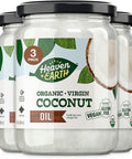 Heaven & Earth USDA Organic Unrefined Virgin Coconut Oil, 16oz | Glass Jar | Cold Pressed | Coconut Oil for Cooking, Hair & Skin | Kosher
