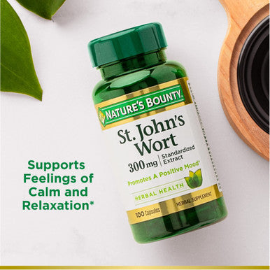 Nature's Bounty St. John S Wort 300Mg Capsules Herbal Health Supplement Promotes A Positive Mood 100 Capsules