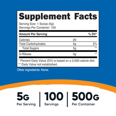 Nutricost D-Ribose Powder 500 Grams - (5000mg Per Serving)