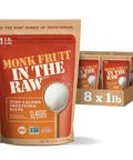 Monk Fruit In The Raw, Sweetener Bag, 1 LB, 8 Pack | Keto Certified Monk Fruit Sweetener, Perfect Substitute for Raw Cane Sugar, Good for Baking, Zero Net Carbs, Zero Calories