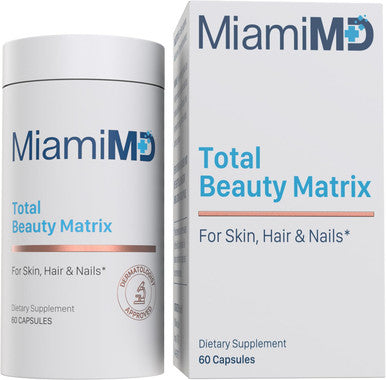 MiamiMD Total Beauty Matrix Collagen Supplements for Women Collagen Capsules with Vitamin C for Hair Skin and Nails Cruelty Free