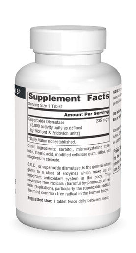 Source s S-O-D, Superoxide Dismutase - Dietary Supplement - 180 Tablets