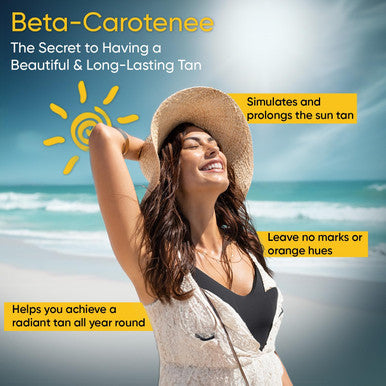 Weightworld Tanning Tablets - 120 Tablets - Beta Carotene Tanning Accelerator with Vitamin B2 & B3 Zinc Copper & Iodine - for Sun-Kissed Glow - Lotion & Oil Alternative - Gluten- & Non-GMO - Made in The UK
