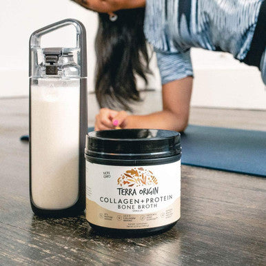 Terra Origin Collagen Protein Bone Broth Powder, Natural Collagen From Real Whole Food Sources With 17G Protein, For Hair, Skin, Nail And Joint Support, 20 Servings, Vanilla