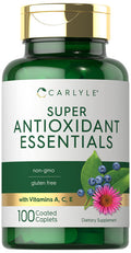 Antioxidants Supplement | 100 Caplets | Nutritional Complex | Vitamin A, C, E | Non-Gmo, Gluten Free Formula | By Carlyle
