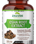 Zazzee Osha Root 4:1 Extract, 500 Mg Strength, 120 Vegan Capsules, 4 Month Supply, Concentrated And Standardized 4X Extract, 100%