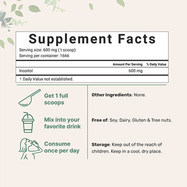 Pure Inositol Powder MyoInositol B8 Powder 1KG 2.2 Pounds Strongly Supports Liver Health Antioxidant Super Inositol for Hair and Inositol for Sleep NonGMO and Vegan Friendly